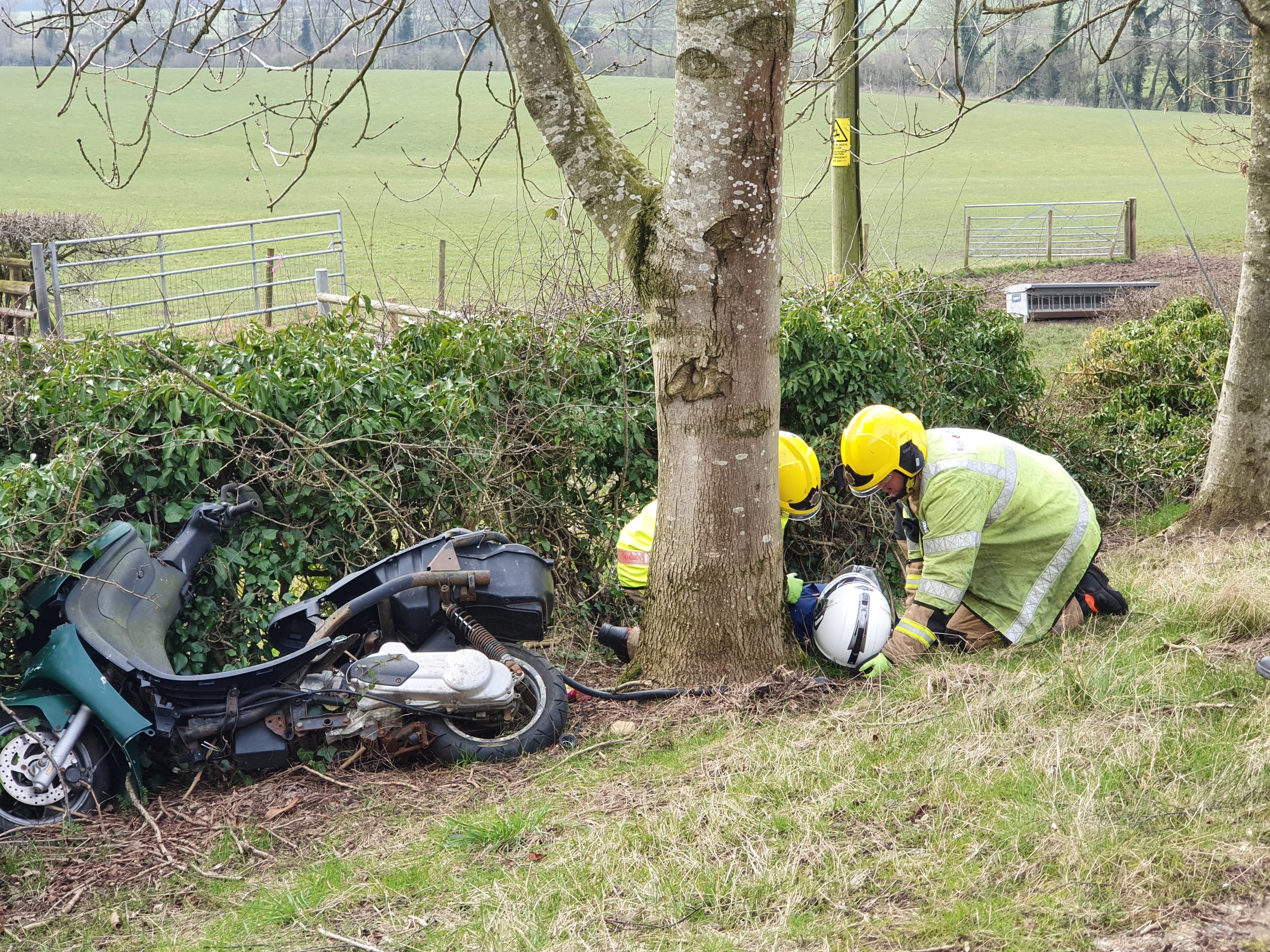 Firefighters at Motorbike Road Traffic Collision
